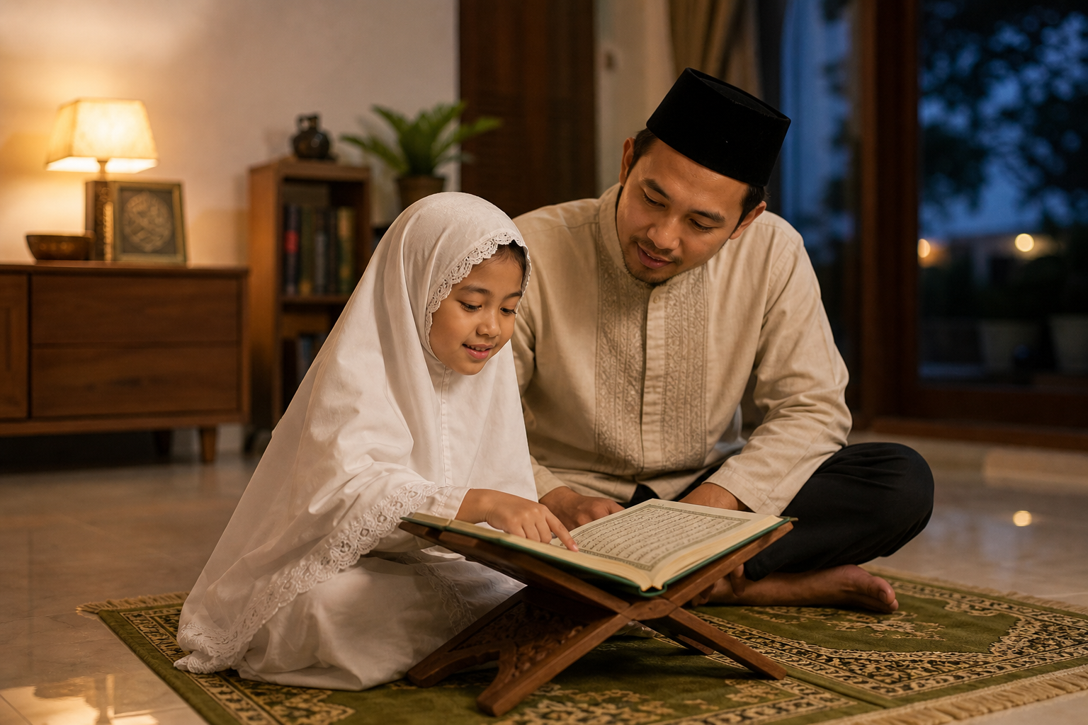 Orang tua mendampingi kebiasaan mengaji anak
